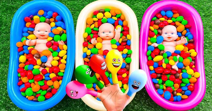 Cute baby and color chocolate