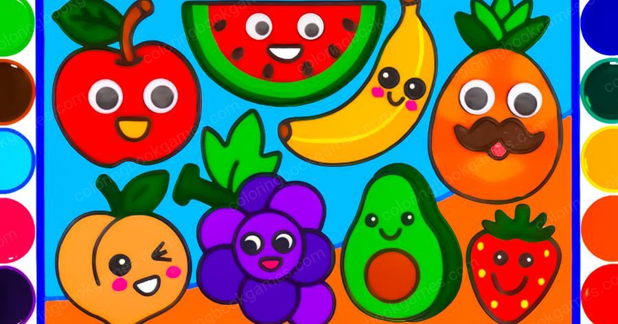 coloring book games - Cute animal with friut